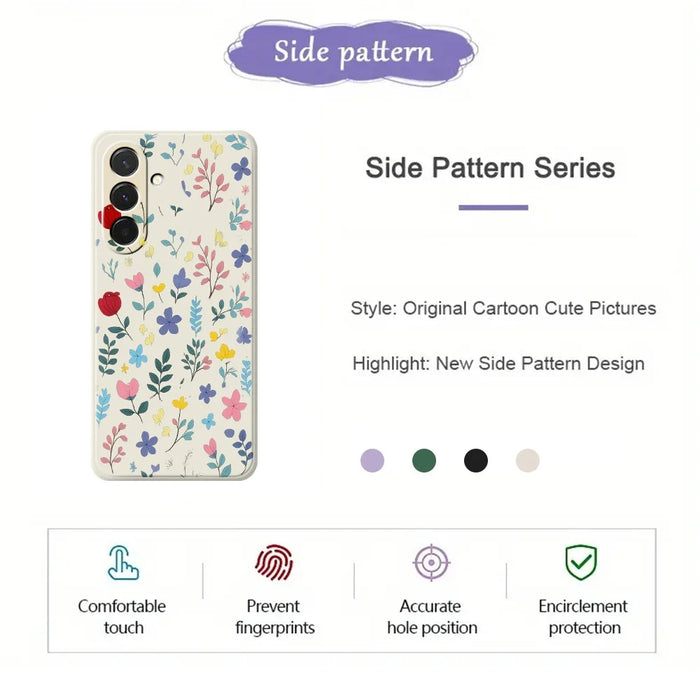 For Samsung Galaxy A37 5G Case Colorful Flower Branches Pattern Printing Straight Edge TPU Phone Back Cover - Beige - 2