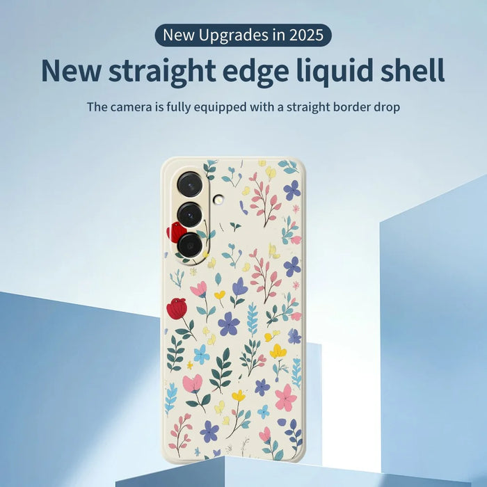 For Samsung Galaxy A57 5G Case Colorful Flower Branches Pattern Printing Straight Edge TPU Phone Back Cover - Beige - 3