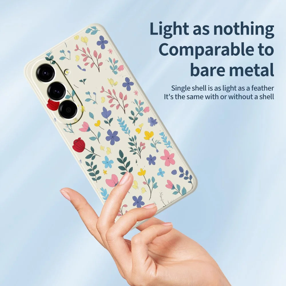 For Samsung Galaxy A27 5G Case Colorful Flower Branches Pattern Printing Straight Edge TPU Phone Back Cover - Beige - 4