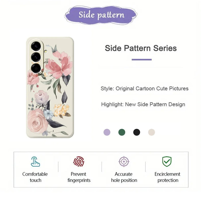 For Samsung Galaxy A27 5G Case Big Flowers Pattern Printing Straight Edge TPU Phone Back Cover - Beige - 2