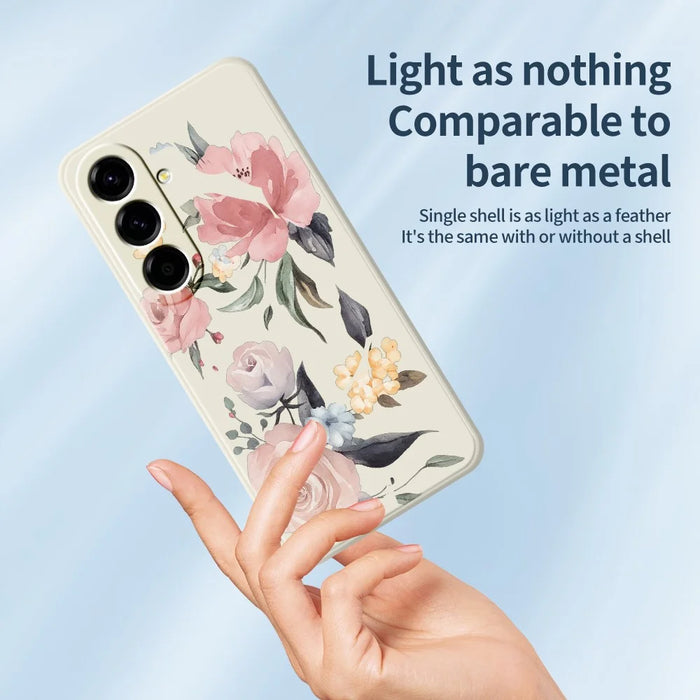 For Samsung Galaxy A27 5G Case Big Flowers Pattern Printing Straight Edge TPU Phone Back Cover - Beige - 4