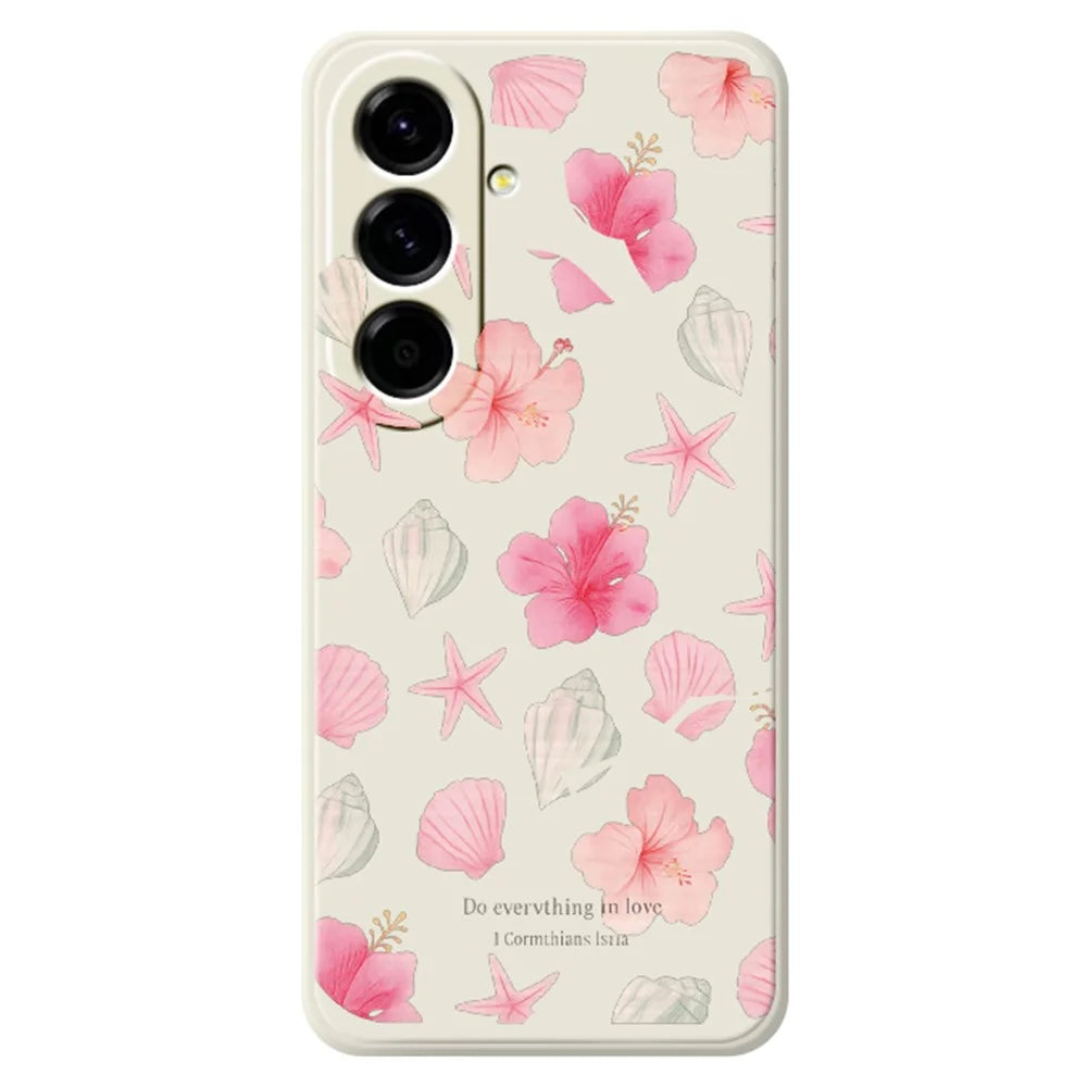 For Samsung Galaxy A27 5G Case Shell Peach Blossom Pattern Printing Straight Edge TPU Phone Back Cover - Beige - 1