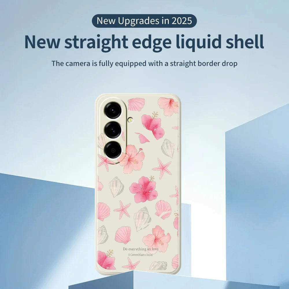 For Samsung Galaxy A27 5G Case Shell Peach Blossom Pattern Printing Straight Edge TPU Phone Back Cover - Beige - 3