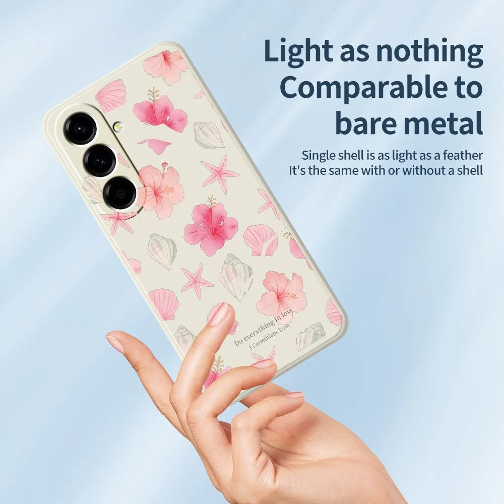 For Samsung Galaxy A27 5G Case Shell Peach Blossom Pattern Printing Straight Edge TPU Phone Back Cover - Beige - 4