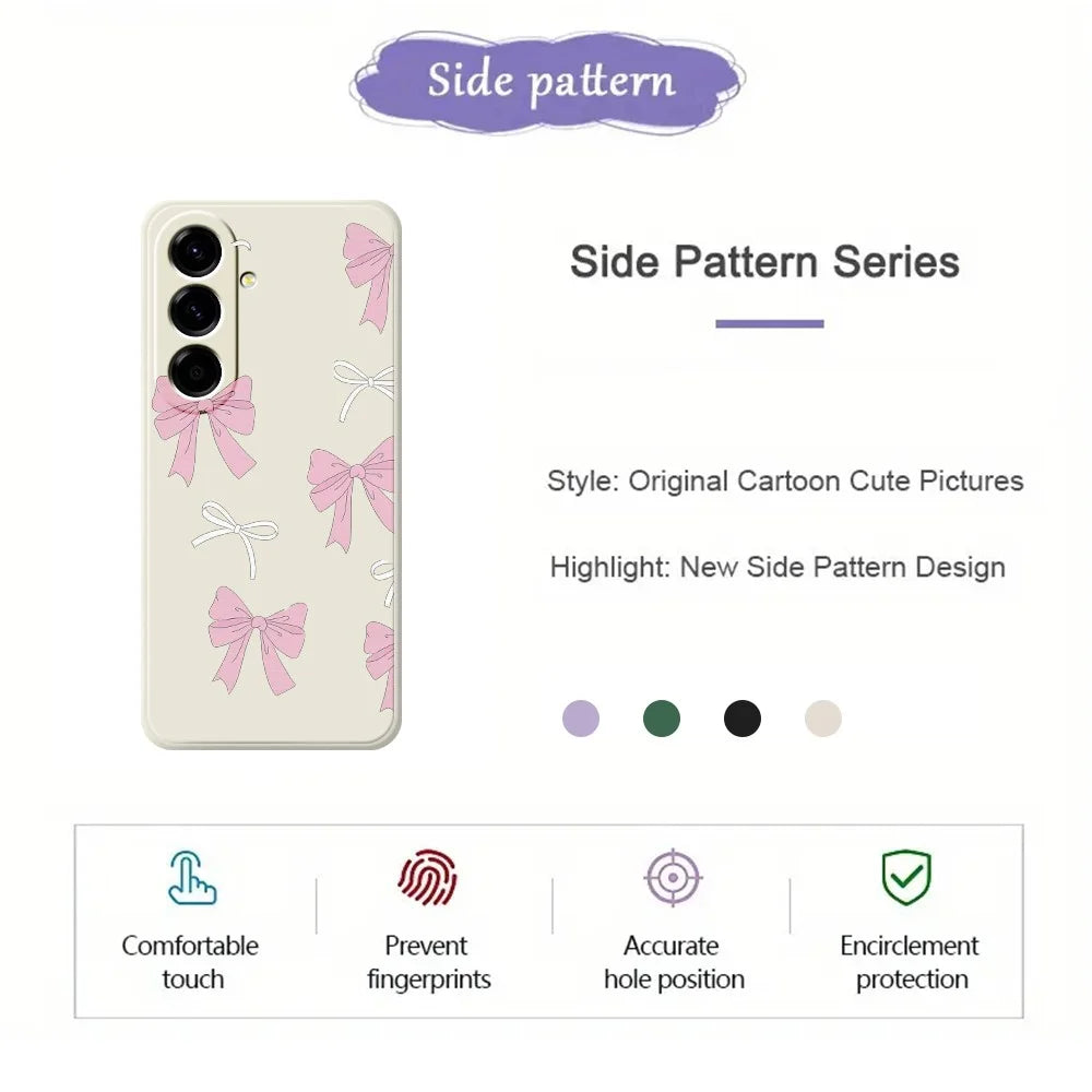 For Samsung Galaxy A27 5G Case Pink Bows Pattern Printing Straight Edge TPU Phone Back Cover - Beige - 2