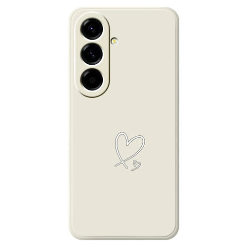 For Samsung Galaxy A27 5G Case White Love Pattern Printing Straight Edge TPU Phone Back Cover - Beige - 1