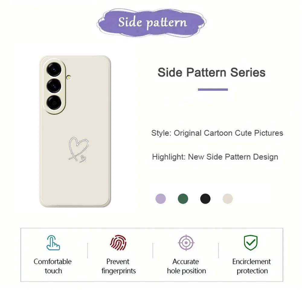 For Samsung Galaxy A27 5G Case White Love Pattern Printing Straight Edge TPU Phone Back Cover - Beige - 2