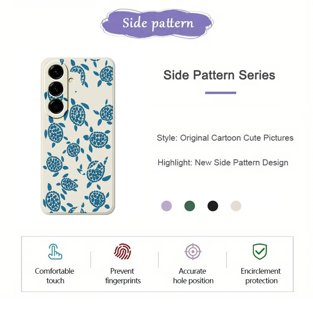 For Samsung Galaxy A27 5G Case Blue Turtle Pattern Printing Straight Edge TPU Phone Back Cover - Beige - 2