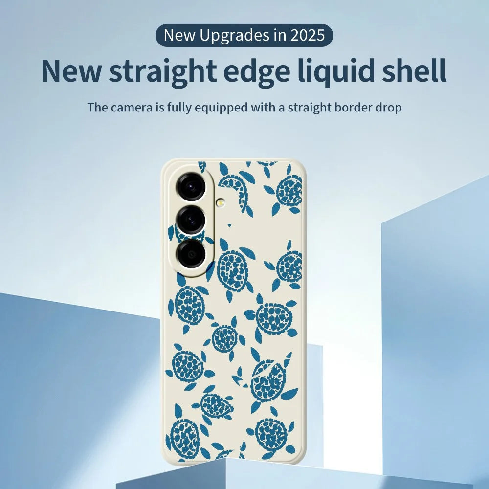 For Samsung Galaxy A27 5G Case Blue Turtle Pattern Printing Straight Edge TPU Phone Back Cover - Beige - 3