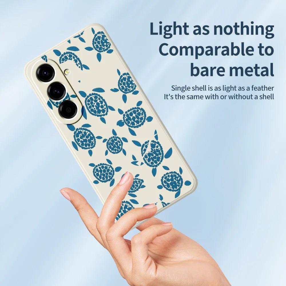 For Samsung Galaxy A27 5G Case Blue Turtle Pattern Printing Straight Edge TPU Phone Back Cover - Beige - 4