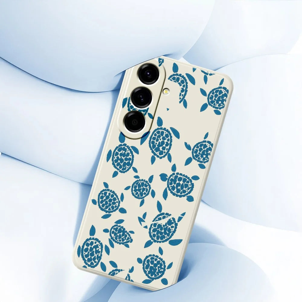For Samsung Galaxy A27 5G Case Blue Turtle Pattern Printing Straight Edge TPU Phone Back Cover - Beige - 5