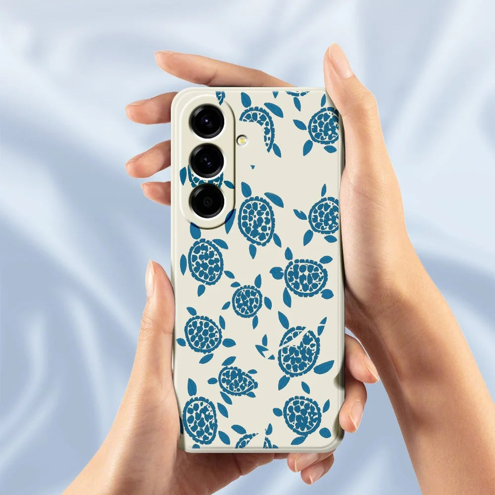 For Samsung Galaxy A27 5G Case Blue Turtle Pattern Printing Straight Edge TPU Phone Back Cover - Beige - 6