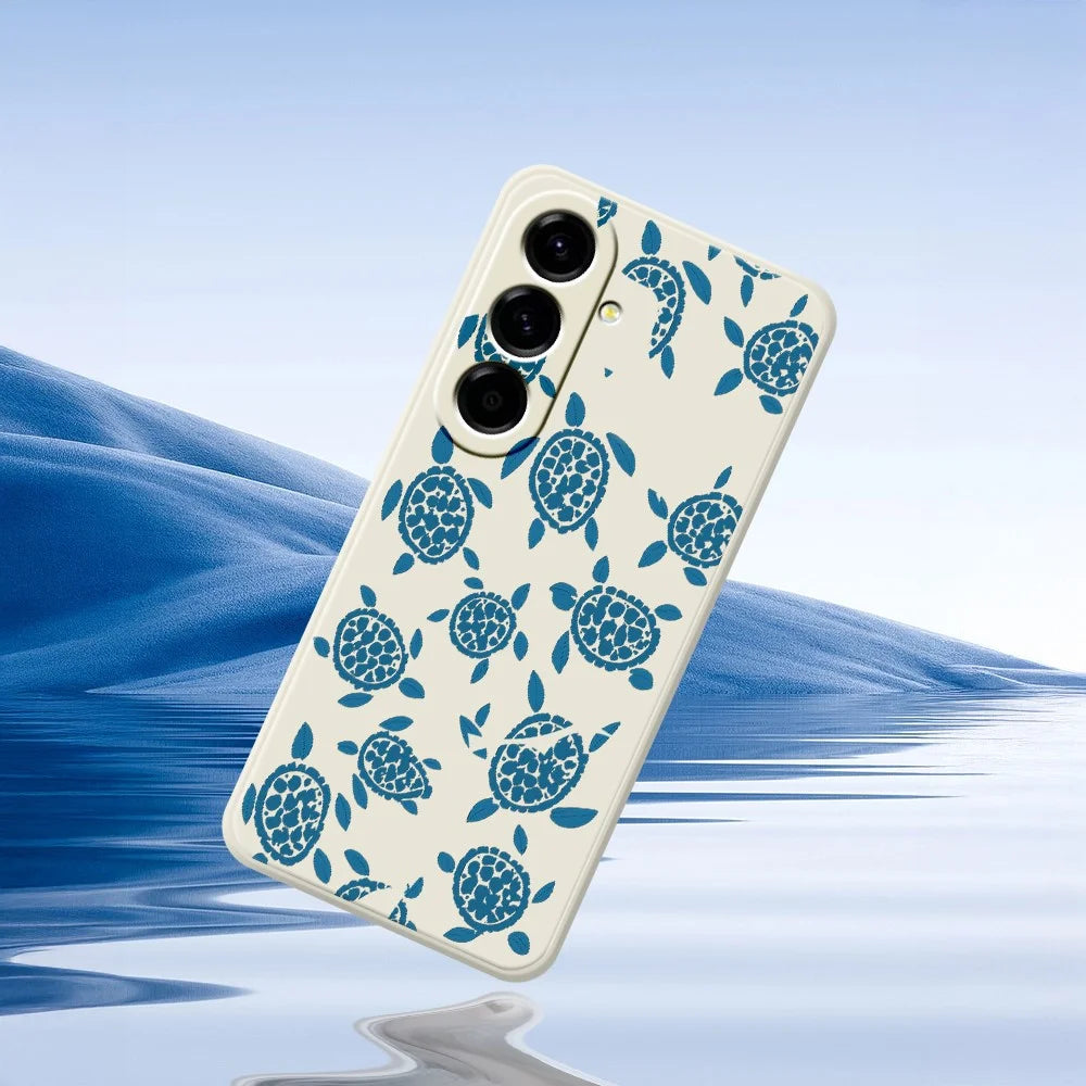 For Samsung Galaxy A27 5G Case Blue Turtle Pattern Printing Straight Edge TPU Phone Back Cover - Beige - 7