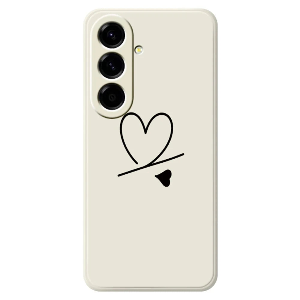 For Samsung Galaxy A27 5G Case Black Love Pattern Printing Straight Edge TPU Phone Back Cover - Beige - 1