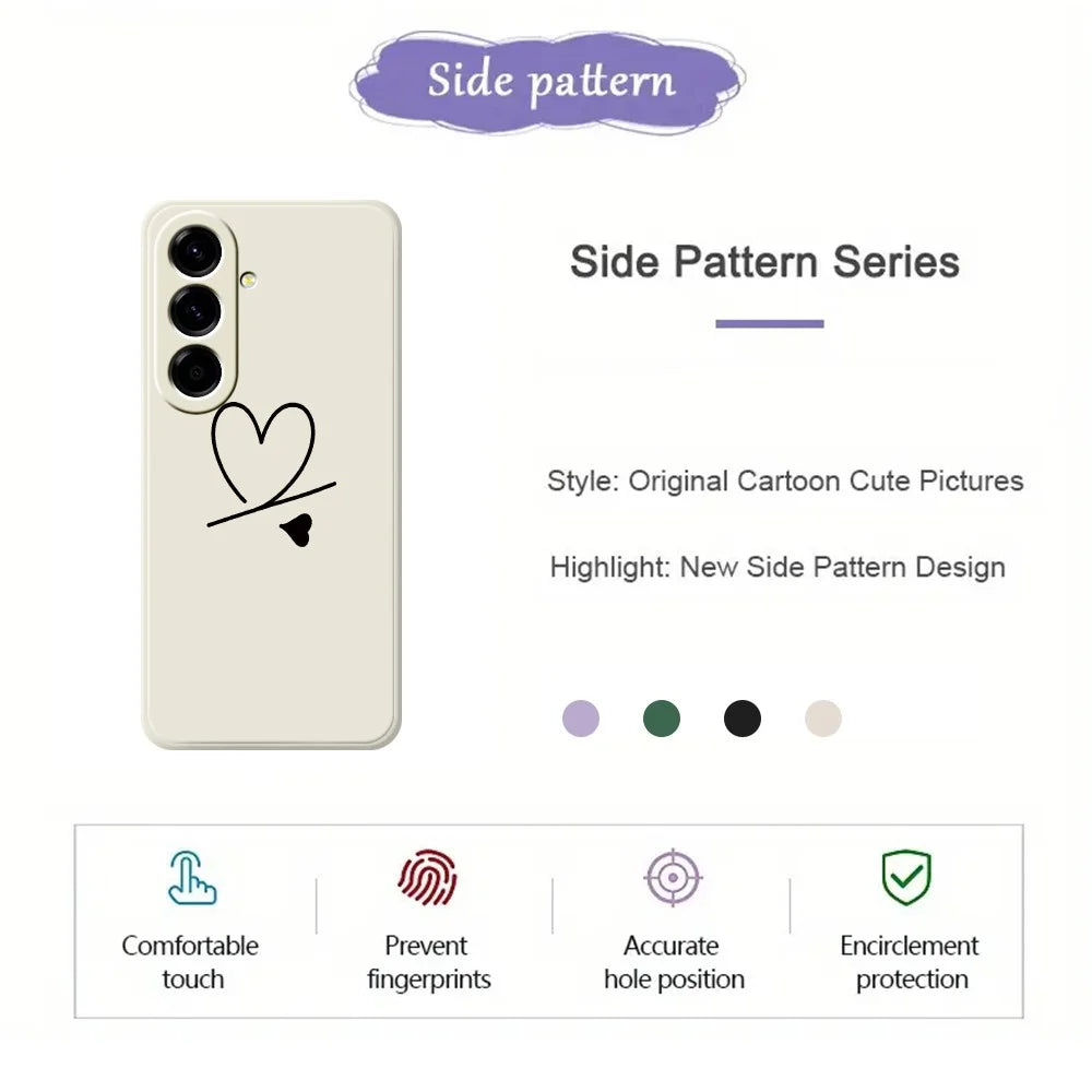 For Samsung Galaxy A27 5G Case Black Love Pattern Printing Straight Edge TPU Phone Back Cover - Beige - 2