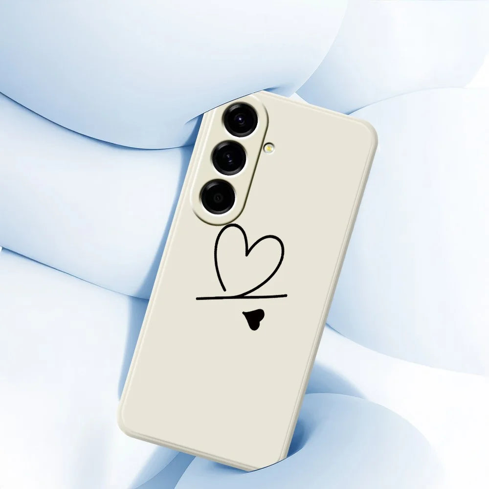 For Samsung Galaxy A27 5G Case Black Love Pattern Printing Straight Edge TPU Phone Back Cover - Beige - 5