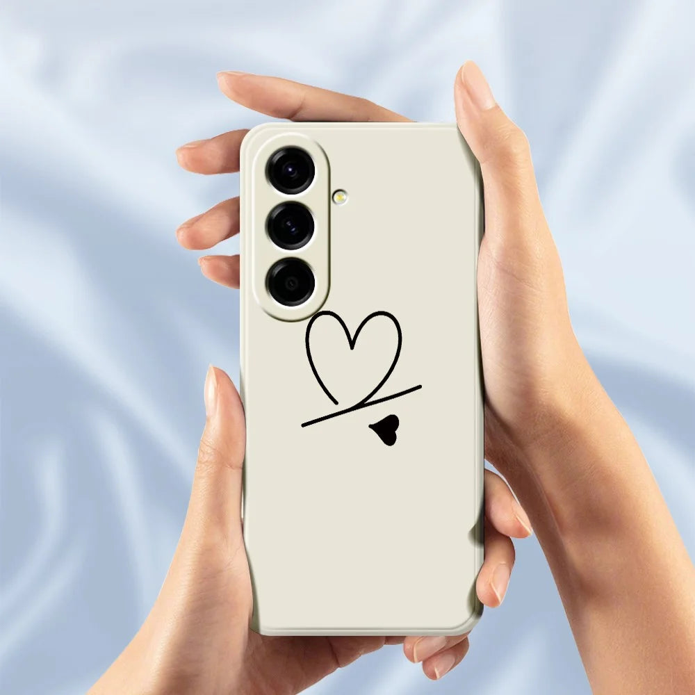 For Samsung Galaxy A27 5G Case Black Love Pattern Printing Straight Edge TPU Phone Back Cover - Beige - 6