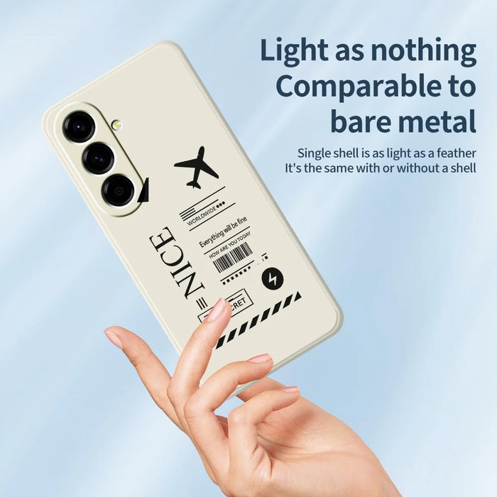For Samsung Galaxy A27 5G Case Boarding Ticket Pattern Printing Straight Edge TPU Phone Back Cover - Beige - 4