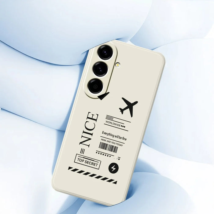 For Samsung Galaxy A27 5G Case Boarding Ticket Pattern Printing Straight Edge TPU Phone Back Cover - Beige - 5