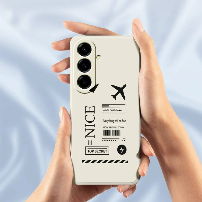 For Samsung Galaxy A27 5G Case Boarding Ticket Pattern Printing Straight Edge TPU Phone Back Cover - Beige - 6