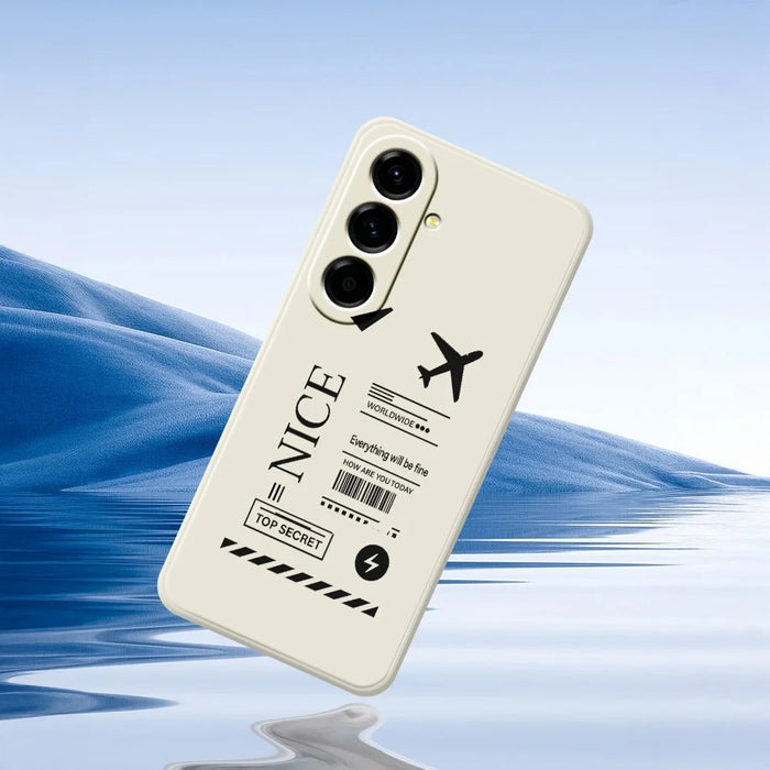 For Samsung Galaxy A27 5G Case Boarding Ticket Pattern Printing Straight Edge TPU Phone Back Cover - Beige - 7