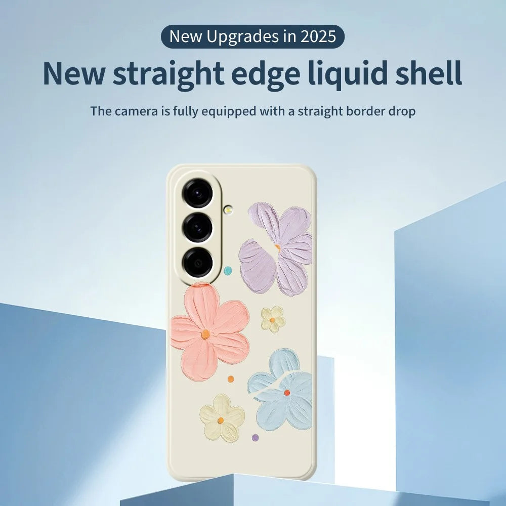 For Samsung Galaxy A27 5G Case Four Color Flowers Pattern Printing Straight Edge TPU Phone Back Cover - Beige - 3