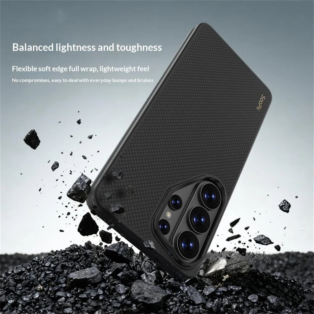 SOOPII for Samsung Galaxy S26 Ultra Magnetic Case Ultra-thin Aramid Fiber + TPU Shockproof Phone Cover - Black - 2