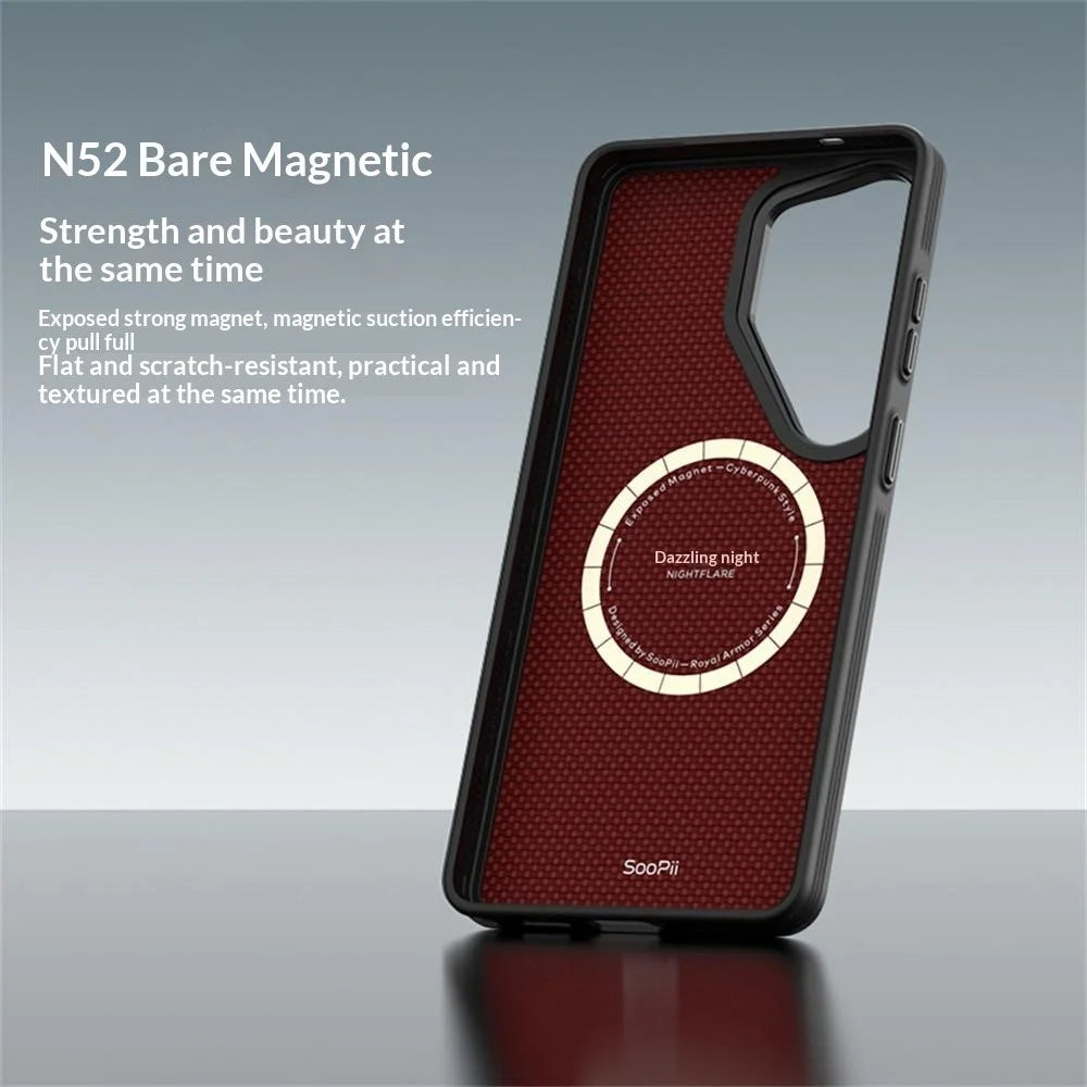 SOOPII for Samsung Galaxy S26 Ultra Magnetic Case Ultra-thin Aramid Fiber + TPU Shockproof Phone Cover - Black - 5