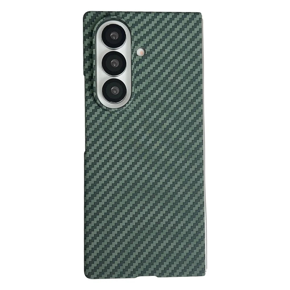For Samsung Galaxy Z Fold8 Ultra Magnetic Case Carbon Fiber Texture PC Phone Cover with Screen Protector - Green - 1
