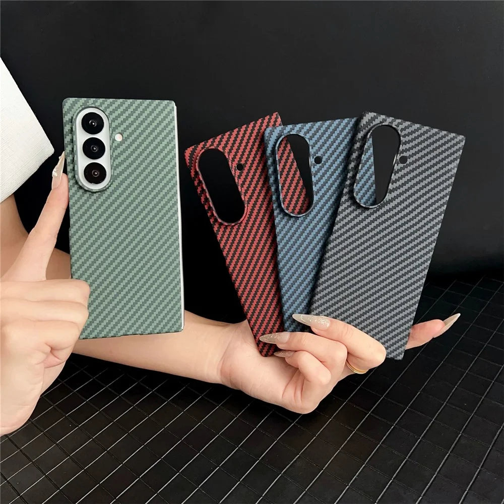 For Samsung Galaxy Z Fold8 Ultra Magnetic Case Carbon Fiber Texture PC Phone Cover with Screen Protector - Green - 5