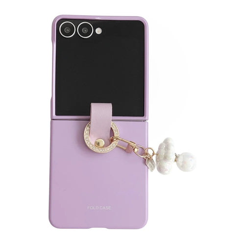 For Samsung Galaxy Z Flip8 Case Ultra Slim PC Phone Cover with Pearl Pendant - Purple - 1