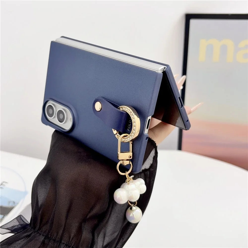 For Samsung Galaxy Z Fold8 Case Ultra Slim PC Phone Cover with Pearl Pendant - Sapphire - 3