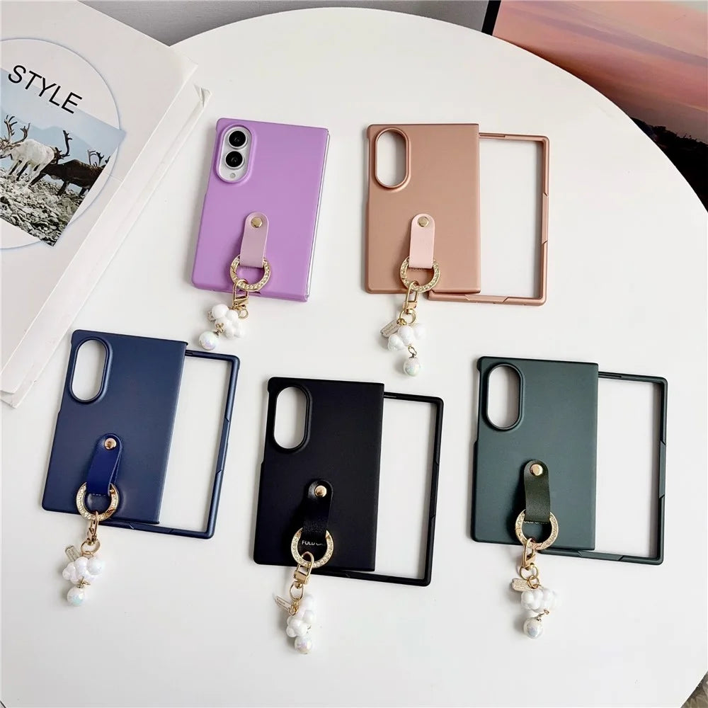 For Samsung Galaxy Z Fold8 Case Ultra Slim PC Phone Cover with Pearl Pendant - Sapphire - 7