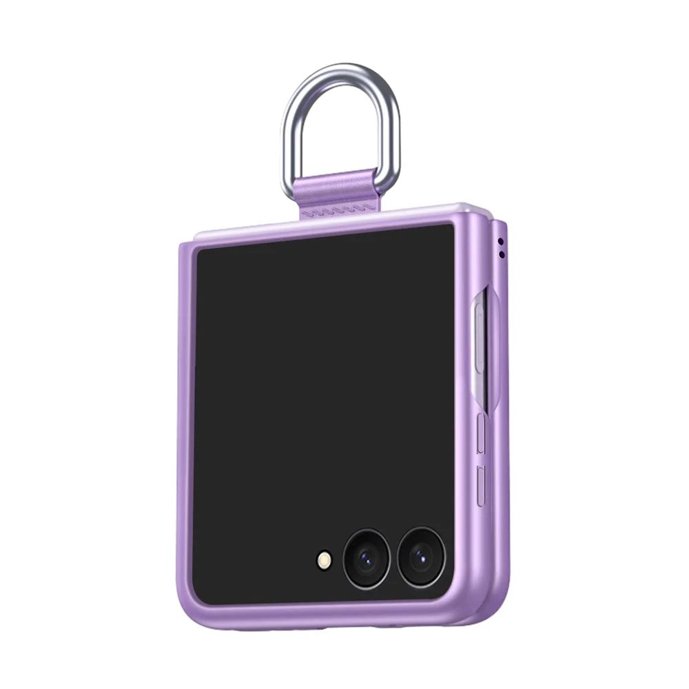 For Samsung Galaxy Z Flip8 Case Ring Holder Anti Drop Rubberized PC Phone Cover - Purple - 1