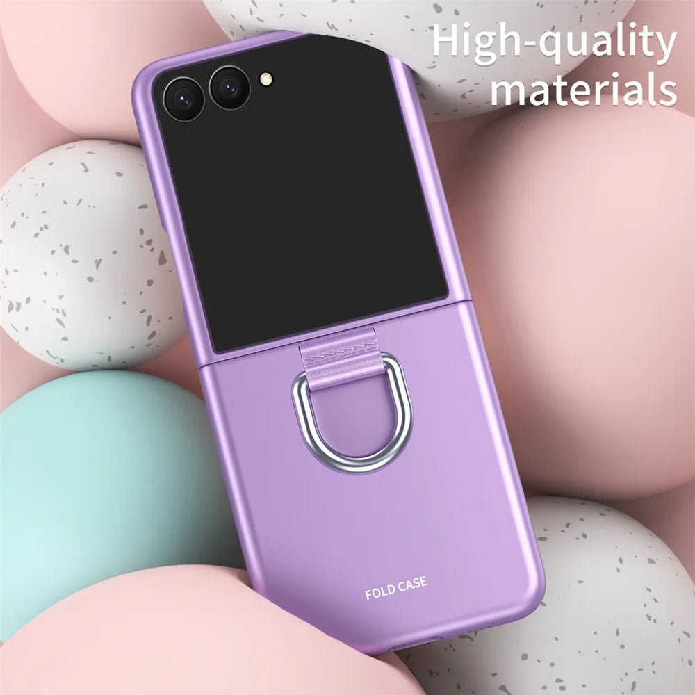 For Samsung Galaxy Z Flip8 Case Ring Holder Anti Drop Rubberized PC Phone Cover - Purple - 4