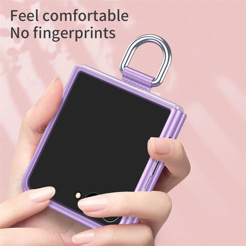 For Samsung Galaxy Z Flip8 Case Ring Holder Anti Drop Rubberized PC Phone Cover - Purple - 5