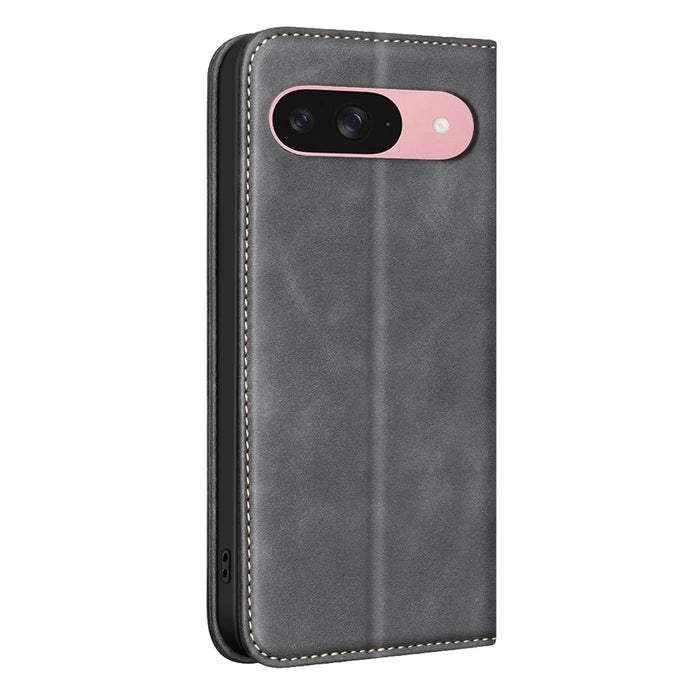 BINFEN COLOR for Google Pixel 10 Pro / Google Pixel 9 / Google Pixel 9 Pro / Google Pixel 10 RFID Blocking Calf Texture PU Leather Phone Cover - Black - 3