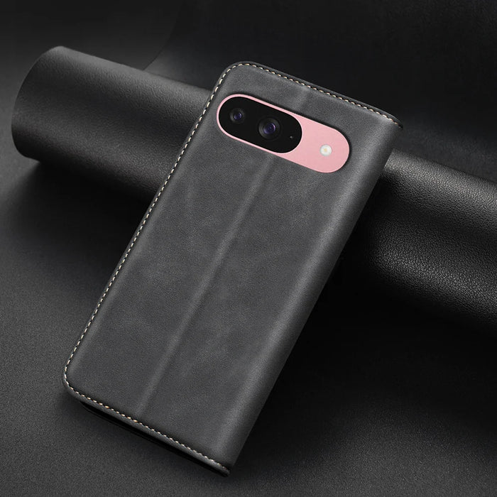 BINFEN COLOR for Google Pixel 10 Pro / Google Pixel 9 / Google Pixel 9 Pro / Google Pixel 10 RFID Blocking Calf Texture PU Leather Phone Cover - Black - 5