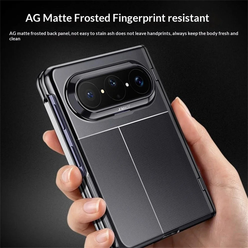 For Huawei Pura X Max Case AG Matte Foldable Phone Cover with Anti-spy Screen Protector - Black - 2