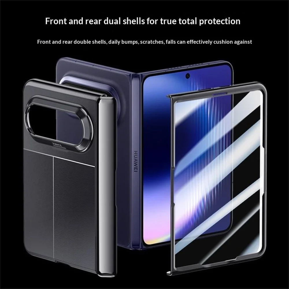 For Huawei Pura X Max Case AG Matte Foldable Phone Cover with Anti-spy Screen Protector - Black - 3
