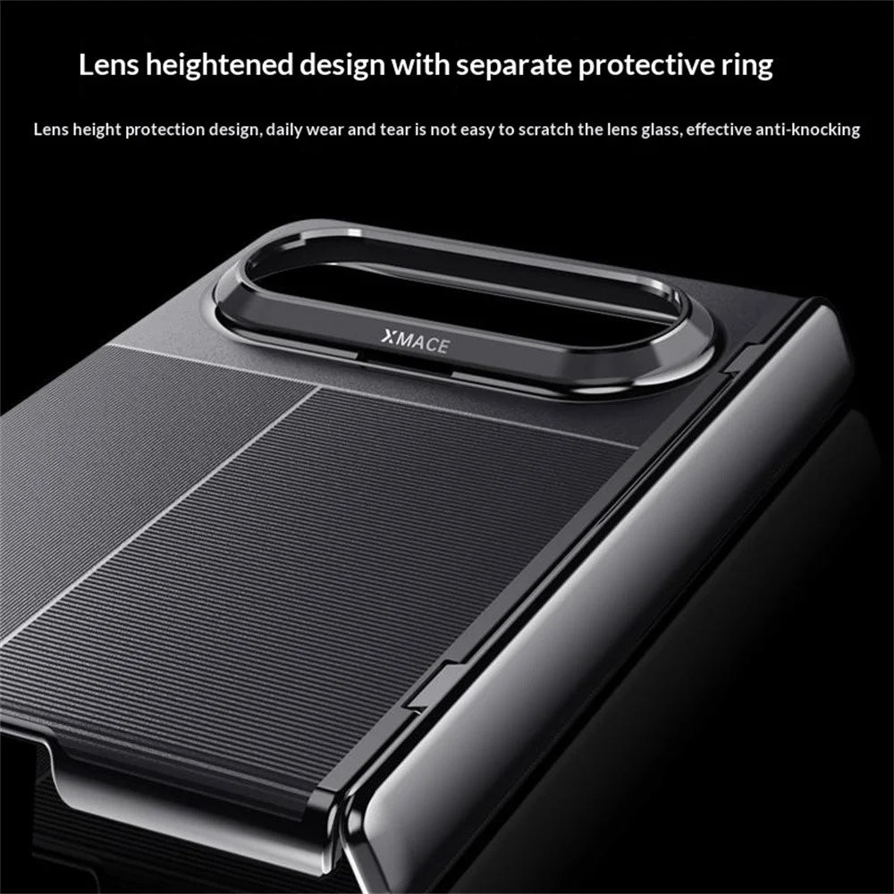 For Huawei Pura X Max Case AG Matte Foldable Phone Cover with Anti-spy Screen Protector - Black - 6