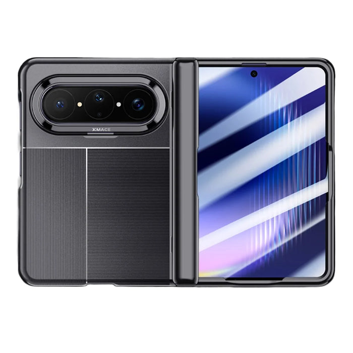 For Huawei Pura X Max Case AG Matte Hinge Protection Phone Cover with HD Clear Screen Protector - Black - 1