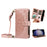 For Samsung Galaxy S24 / Galaxy S25 Wallet Case 9 Card Slots RFID Blocking Mandala Embossed Leather Flip Cover with Wrist Strap - Rose Gold - 2