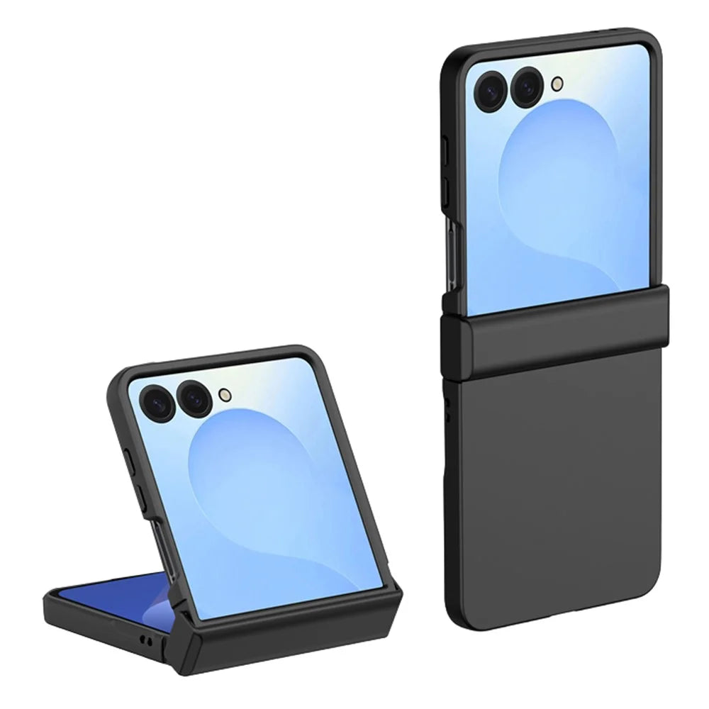 For Samsung Galaxy Z Flip8 Case Hinge Protection Skin-Touch PC Phone Cover - Black - 1