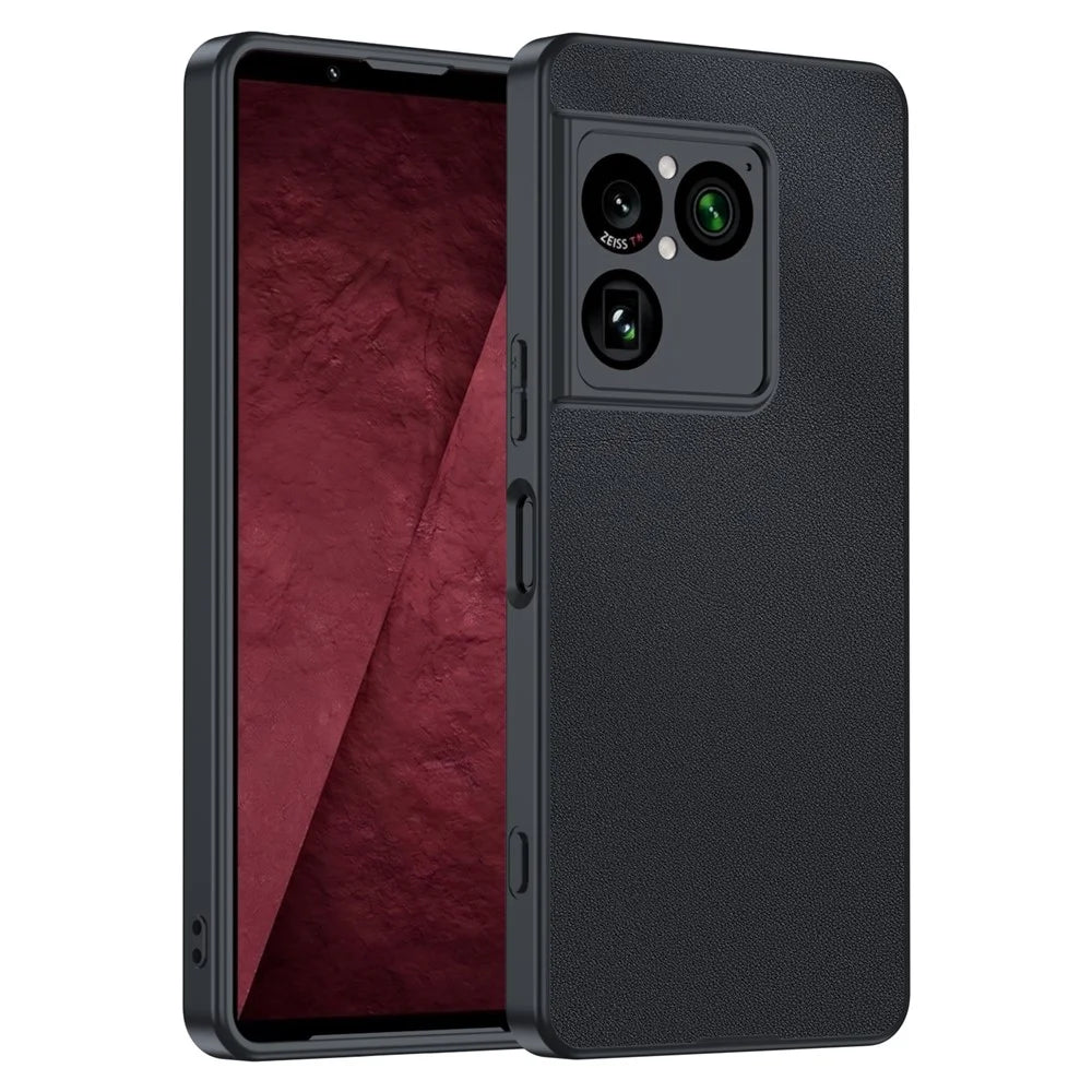For Sony Xperia 1 VIII Case PU Leather Coated PC + TPU Anti-Drop Phone Cover - Black - 1