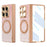For Motorola Razr Fold 5G Magnetic Case Rotating Kickstand Glitter PU Leather + PC Phone Cover with Screen Protector - Pink - 1