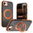 For iPhone 16e  /  17e Magnetic Case Double Color Rotating Ring Kickstand PC + TPU Phone Cover - Orange - 1
