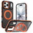 For iPhone 17 Pro Magnetic Case Double Color Rotating Ring Kickstand PC + TPU Phone Cover - Orange - 1