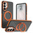For Samsung Galaxy S24+  /  S25+ Magnetic Case Double Color Rotating Ring Kickstand PC + TPU Phone Cover - Orange - 1