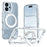 For iPhone 17 Magnetic Case Rotating Ring Kickstand Dual Color Acrylic + TPU Clear Phone Cover - White - 1